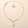 Pendientes colgantes europeos y americanos transfronterizos, pendientes de gota de agua elegantes, joyería de boda nupcial de lujo ligero, conjunto de collar para mujer