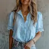 Novedades Primavera y Verano 2026 Ropa Femenina Transfronteriza Europea y Americana Amazon Camisas Casuales Sueltas de Encaje de Manga Corta en Stock