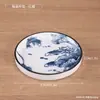 Posavasos Retro de Porcelana Azul y Blanca Color Bajo Esmalte Chino Redondo Portavasos Aislante Té Gongfu Sala de Té Accesorios para Utensilios de Té