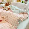 Reseñas de Compradores DisponiblesClase A 2026 Sábana Plaid Rayado Simple de Algodón Lavado Estampada y Sábana Ajustable Juego de Tres Piezas Cuatro