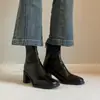 Botines minimalistas de tacón alto para mujer, retro versátiles, tacones gruesos silenciosos, cómodos para ir al trabajo, botas adelgazantes para mujer