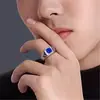 Anillo de Diamantes Cuadrado Estilo Coreano Diamante Azul Zafiro Anillo para Hombre Chapado en Oro 18K Diamante con Cristal de Corindón Azul Ocho Corazones y Ocho Flechas