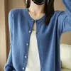 2025 Nova Coleção Primavera e Outono Tricô 100% Lã Pura Cardigã Top Feminino Cashmere Peça Externa Tricô Jaqueta de Tricô Outono e Inverno