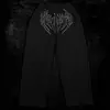 Breathedivinity Calças Esportivas Estilo Americano Novo Joggers para Fitness Algodão Malha Terry Estampadas Wide-Leg Longas