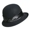 Rongmei 2026 Nuevo Sombrero Clásico Hepburn Transfronterizo con Ala Curva, Sombrero de Mezcla de Seda y Lana, Elegante Sombrero de Estilo Francés