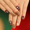 Uñas Portátiles de Navidad Copo de Nieve Amor Brillo Manicura Uñas Postizas Cortas Almendra Mariposa Uñas Largas Europeas y Americanas Venta al por Mayor