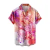 Camisa masculina, camisa casual de manga curta estilo havaiano, nova coleção de verão