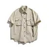 Camisa Japonesa Retro de Manga Corta para Hombre 2024 Verano Moderna Versátil para Exteriores Casual Chaqueta Juvenil