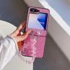 Para Samsung ZFlip6 Funda de Teléfono con Lentejuelas de Diamante Flash Zflip5 Plegable de Mano con Cadena Japonés y Coreano Zflip4 Funda Protectora