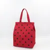 Bolsa Térmica de Tela Oxford Estampada de Lunares Personalizada de Fábrica Bolsa de Almuerzo Promocional con Película de Aluminio Plegable Bolsa de Hielo Térmica Bolso de Hombro