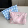 Bolsa de Maquillaje Minimalista y Sofisticada de Nicho con Bolsa Organizadora de Bloques de Color a Cuadros, Neceser, Bolso de Mano, Bolsa Interior