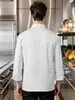 Uniforme de trabalho de chef, de manga comprida, para outono e inverno, adequado para hotéis, restaurantes ocidentais, cozinhas de apoio, padarias e refeitórios; roupas de trabalho respiráveis para homens e mulheres na cozinha