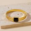 Pulsera de acero inoxidable geométrica hueca de personalidad retro europea y americana, con ojo de gato y acero de titanio, pulida