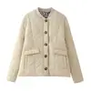 Moda Europea y Americana Transfronteriza AliExpress Más Vendido Abrigo de Algodón Acolchado con Botones Chaqueta de Abrigo Casual Retro Moderna Cómoda