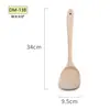 Espátula de madera maciza de haya sin pintar electrodomésticos de cocina pala para freír de apoyo no daña la olla pala hueca pala para cocinar doméstico