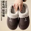 Pantuflas de Algodón para Hombre para Otoño e Invierno, Uso en Interiores en Casa, Impermeables, Antideslizantes, Cálidas, Con Felpa, Suela Gruesa, Se Pueden Usar en Exteriores, Zapatos de Algodón al por Mayor