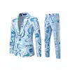 Traje nuevo para hombre europeo y americano 2025 con estampado tie-dye Traje Vestido Traje de actuación Traje casual para hombre Traje