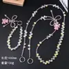 Lujoso y de Alta Gama Cadena Larga de Cordón Cruzado con Perlas de Cristal y Osito Full Diamante Cadena para Colgar en el Cuerpo Funda de Teléfono Bolso Colgante Universal para Mujeres