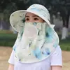 Nuevo sombrero de sol para mujer de verano, máscara protectora solar, sombrero todo en uno, chal, sombrero de sombrero para recoger té, sombrero de máscara agrícola para exteriores