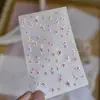 Adesivos de Nail Art em Relevo, Adesivos de Unha Brilhantes de Luxo Leve, Materiais de Nail Art Florais Rosa Retrô, Strass Decorativos para Unhas