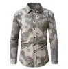 Nova camisa listrada de manga comprida masculina com estampa, camisa casual de negócios transfronteiriça, camisa com estampa digital de tamanho grande