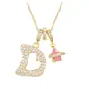 Joyería de Moda Transfronteriza Zirconio Microincrustado Colgante de 26 Letras Inglesas Juego de Tres Piezas Accesorios de Collar Cadena para Suéter