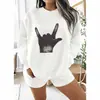 Moletom de Gola Redonda Transfronteiriço com Estampa de Gesto Personalizado, Blusa de Pulôver Solta, Estilo Atacado Amazon Wish