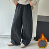 Calças Grossas com Forro de Lã para Meninas, Calças Cropped Quentes Casuais de Lã Imitando Caxemira, Calças Modernas para Crianças