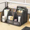 Estante de Almacenamiento de Escritorio, Portalápices, Organizador de Papelería Multifuncional, Caja de Almacenamiento Multifuncional de Hierro de Estilo de Rejilla Simple