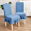Funda de silla de felpa, adecuada para todas las estaciones, funda elástica para taburete, diseño moderno y simple con respaldo integrado, funda de silla para el hogar de color liso