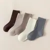 Nuevos calcetines de bebé de punto doble para otoño, Clase A, color liso, ajuste holgado, calcetines de media pantorrilla no restrictivos, calcetines de bebé acanalados de color liso estilo coreano