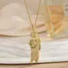 Europeu e Americano Novo Mais Vendido Cobre Incrustado Zircônia Alto Padrão São Judas Personalizado Nicho Pingente Titânio Aço Colar Joias Atacado