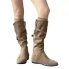 Botas Vaqueras de Cuero Genuino de Caña Alta con Tacón Oculto Arrugadas Apiladas para Mujer 2026 Nuevas Botas de Caballero Otoño/Invierno Botas Largas Adelgazantes