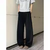 Calça de moletom estilo americano com corte inclinado para homens, caimento ajustado, calça casual de perna reta, calça larga esportiva moderna para o outono