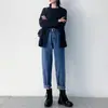 394 Fotos No Reales Jeans de Mezclilla para Mujer Primavera y Otoño 2022 Corte Recto Holgado Cintura Alta Pantalones Tipo Zanahoria Petite para Estudiantes