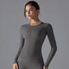 Nueva Tendencia Ropa de Yoga Deportiva Trendy Push-Up Manga Larga Color Sólido Slim Elástica Fitness Moldeadora Tops de Entrenamiento para Correr para Mujer