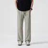 Ropa de Hombre Fengshe / Pantalones Casuales de Lino-Tencel 2026 Verano Delgados de Sensación Hielo Transpirables Lisos Pantalones Rectos para Hombre