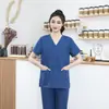 Ropa de Cirugía Oral para Hombres y Mujeres de Manga Larga, Cuello en V, Manga Corta, Ropa para Lavado de Manos en Hospital, Salud, Escuela, Salón de Belleza, Ropa para Cepillado de Manos