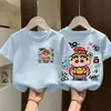 Camiseta de Manga Corta de Algodón Puro para Niños, Estilo Delgado de Verano, Ropa de Verano para Niños y Niñas, Camiseta Base de Manga Media para Niños Tallas Mediana y Grande Estilo Coreano