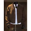 Jaqueta de couro PU tie-dye retrô estilo americano para homens, silhueta chique de outono, gola alta, jaqueta bomber, jaqueta baseball patchwork