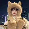 Adorable Sombrero de Felpa con Orejas de Tigre Pequeño 2026 Set de Dos Piezas para Mujer Otoño e Invierno Ciclismo Resistente al Frío Bufanda Cálida Sombrero Integrado