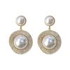 Pendientes Exquisitos de Plata S925 con Aguja de Plata, Circonita y Perla, Estilo Nicho Versátil y Sencillo, Pendientes de Lujo Ligero de Alta Gama para Mujer