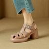 Nuevas Sandalias Romanas Baotou 2025 para Mujer Primavera y Verano Zapatos Tejidos de Jaula de Cerdo Calados Casuales Versátiles Sandalias de Suela Gruesa