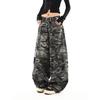 Pantalones Cargo Camuflaje Americano Retro con Bolsillos Múltiples para Mujer con un Diseño Único, Pantalones Largos Cimitarra, Pantalones Casuales Holgados Rectos de Pierna Ancha