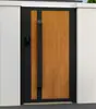 Puerta de Patio de Aleación de Aluminio, Puerta Sólida de Hierro Forjado para Exteriores de Villa, Valla de Patio de Casa Rural, Arco de Jardín con Textura de Madera
