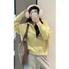 Cárdigan de punto con capucha y doble cremallera, suave y cómodo, estilo coreano para mujer, adecuado para primavera y otoño, con un corte holgado que crea un efecto adelgazante