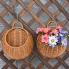 Cesta de almacenamiento tejida a mano similar al ratán, accesorios, cesta colgante de pared con arreglo floral, maceta decorativa, cesta colgante, cesta de flores colgante de pared, maceta