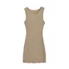 Venta al por mayor de ropa para mujer transfronteriza: Nuevo vestido corto de punto liso ajustado de verano, vestido sin mangas bodycon de tanque de verano para mujer