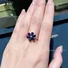 Nuevo Anillo de Gota de Flor Nomeolvides de Hw Huirui para Mujer, Anillo Versátil de Moda de Flor de Girasol y Margarita de Gama Alta