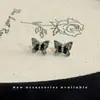 Brincos Borboleta Coloridos de Zircônia Inspirados no Estilo Francês da Chanel, Brincos de Pérola com Cravação de Diamante Gota d'Água Modernos e Fofos